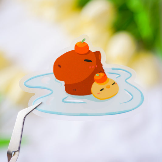 Clear Matte Capybara Bath Sticker